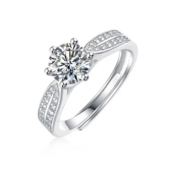 Divatos 925 Sterling Ezüst D 1. Szín Szín Moissanite Gyűrűk a Nők Finom Ékszerek Állítható Eljegyzési Gyűrű Évforduló Ajándék