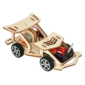 DIY Verseny Modell Kit Car Játék, a Fiúk DIY Kézi Összeszerelés, Fából készült Modell, Elektromos Robotika Oktatási Készletek Autó