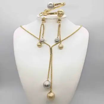 Dubai arany nyaklánc, fülbevaló gyűjtemény divat Nigéria esküvői Afrikai gyöngy ékszer gyűjtemény olasz női ékszer szett