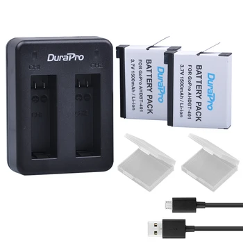 DuraPro 2x1500mAh AHDBT-401 Akkumulátor+Dual USB Töltő GoPro Hero 4 Profi 4k hd felbontás mellett Akció Kamera Intim Kellékek