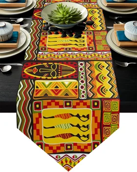 Egzotikus Afrikai Nők Geometriai Formák, Modern Asztali Futó Esküvő Party Esemény Lakberendezési Táblázat Mat Dekoráció Kiegészítők