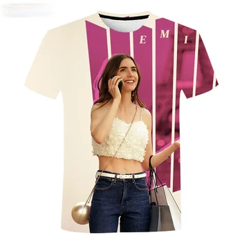 Emily Párizsban 3D Nyomtatás póló Nyári Új Férfiak, Nők, Gyerekek Alkalmi Divat Streetwear Fiú Lány Gyerek Király Maximum Tee