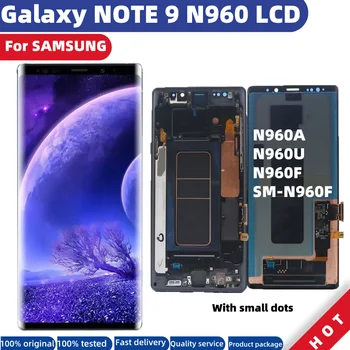EREDETI AMOLED Csere SAMSUNG Galaxy NOTE 9 LCD N960A kijelző érintőképernyő Digitalizáló a Keret N960 LCD Foltok