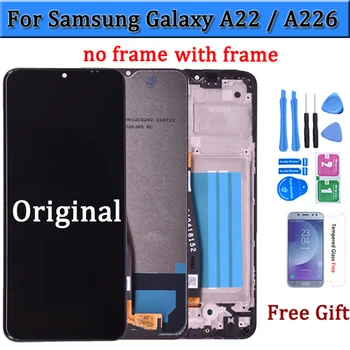 Eredeti Samsung Galaxy A22 5G A226 LCD Kijelző érintőképernyő Digitalizáló Szerelvény Csere A226B SM-A226B/DS Kijelző Rész