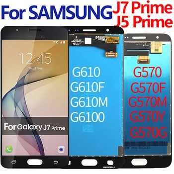 Eredeti Samsung Galaxy J7P J7 J5 Miniszterelnök G570 G570F G610 G610M G610F G610Y LCD Kijelző érintőképernyő Digitalizáló Közgyűlés
