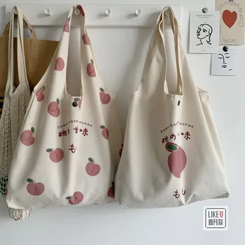 Eredeti Tervező Bevásárló Táskák a Nők Nagy Kapacitású Japán Stílusú Vászon Tote Bags Vintage Barack Váll Táska Női MO434