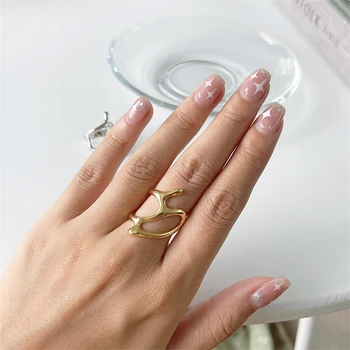 Ezüst koreai Keskeny Vintage Gyűrű Női INS Egyszerű, Kézzel készített Nyitó Arany Üreges Ujját Divat Ékszerek Pár Nagykereskedelmi Gyűrűk