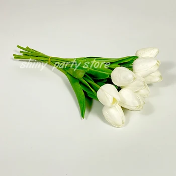 Fehér Rózsaszín Esküvői Dekoráció Virágok 9Pcs Tulipán Mesterséges Virág Igazi Kapcsolatot Mesterséges Csokor Hamis Virág Haza Garen Dekoráció