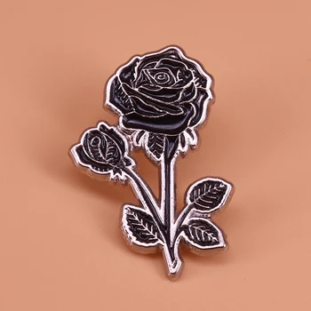 Fekete rózsa zománc pin virág bross a nők Valentin ajándék punk Goth művészet, ékszer, divat, női kiegészítők