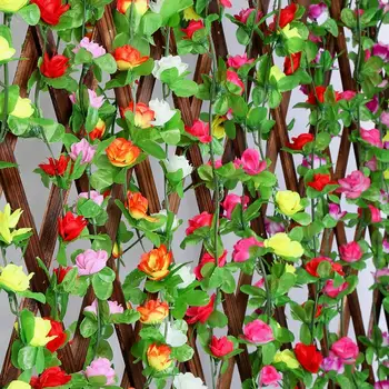 Forró 230cm Hamis Selyem Rózsa Mesterséges Virágokat, Otthoni Esküvői Dekoráció Lóg Garland Szárított Virágok Hamis Levél Party Kellékek 2019