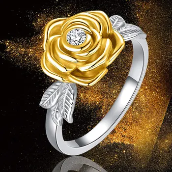 Forró Eladási Fém Gyűrű Női Luxus Arany Rózsa Alakú Gyűrű Női Esküvő, Eljegyzés Nyilatkozat Ékszerek Valentin Napi Ajándék