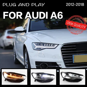 Fényszóró AUDI A6 2012-2018 Autó LED DRL Hella 5 Xenon Lencse Hid H7 AUDI A6 Autó Tartozékok