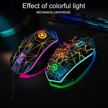 Gaming mouse 4 gomb 7 szín, lélegzést utánzó fény 3 fokozattal állítható DPI nagy érzékenységű optikai vezetékes egér gaming mouse