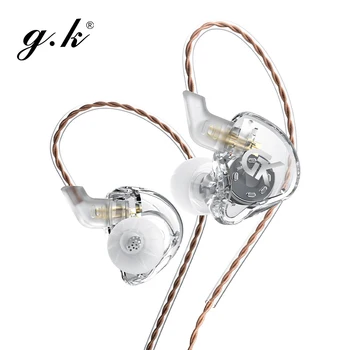 GK GST Fülhallgató 1DD+1BA Hibrid HIFI Bass Fülhallgató A Fülében Monitor Fejhallgató Sport zajszűrő Headset Levehető 0,75 mm