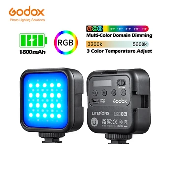 Godox LED 6R Színes Videó Hivatal Fény 2000mAh 6500K Zoom Világító Fényképészeti Világítás U Fényes Vlog Fényt Konferencia