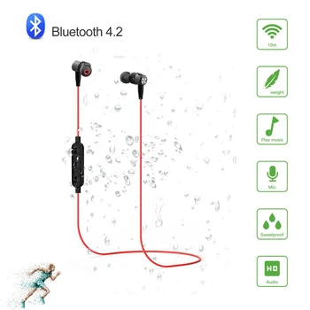 GR-A01 Bluetooth-V4.2 Vezeték nélküli Fejhallgató Verejték vízálló Sport Sztereó Neckband Fülhallgató Mikrofon, Fülhallgató, Headset minden telefon