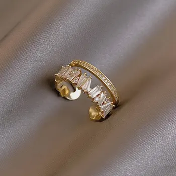 Gyönyörű 18K Valódi Aranyozott Köröm Gyűrűk Női Elegáns Nyitó Állítható Új Divat Esküvő Ékszer Ajándék