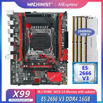GÉPÉSZ X99 Alaplap Kit Xeon E5 2666 V3 PROCESSZOR Processzor 32G(4*8) DDR4 Desktop RAM 2666Mhz LGA 2011-3 M. 2 NVME M ATX RS9