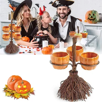 Halloween Pumpkin Snack Tál Állni Kivehető Kosár Szervező Candy Jogosultja Tál Desszert Áll A Halloween Party Dekoráció
