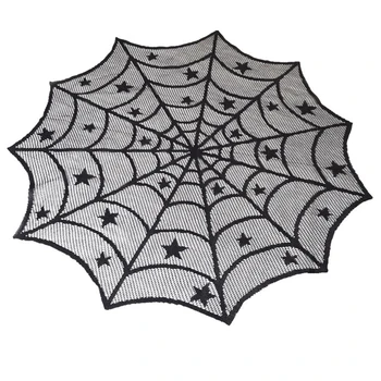 Halloween Terítő Csipke Pókháló Tablecover Fél Dekorációs kellék Halloween Konyha Dekor Halloween Díszíteni TB