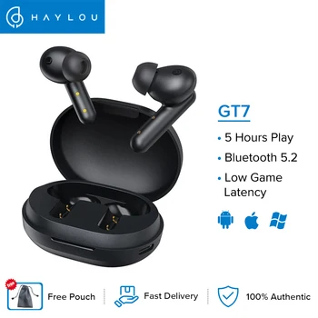 Haylou GT7 Vezeték nélküli Fülhallgató TWS Fone Bluetooth AAC Játék Fejhallgató Hívás zajcsökkentés Alacsony késleltetésű Fülhallgató, IOS-Android