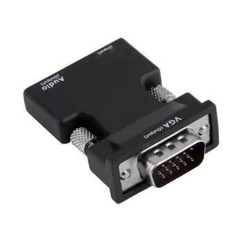 HDMI-kompatibilis Női VGA Férfi Átalakító+Audio Adapter Támogatás Kimenet Gyors Telepítés Egyszerű Művelet, Ultra-kicsi