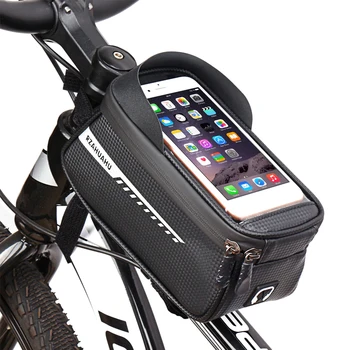 Hegyi Közúti Bike Keret Táska Vízálló Kerékpár Tasakot Kerékpározás Első Felső Cső Érintőképernyős Telefon Tok Fejhallgató-Lyuk