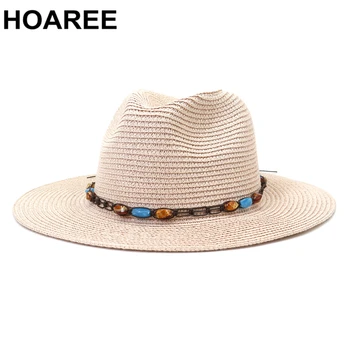 HOAREE Rózsaszín Nyári Női Kalapok Széles Karimájú sombrero jár Vintage Panama Kalap, Szalma Férfi Női Alkalmi Szabadtéri Strand Fedora