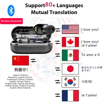 Hordozható 80 Nyelvek Bluetooth Fordítás TWS Vezeték nélküli Egységes Kétoldalú Sztereó Headset Fordítás Külföldön Tanulás Fordítás