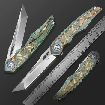 Importált m390 acél összecsukható kés hordozható zsebkés kültéri túlélési kemping önvédelem összecsukható kés TC4 titán ötvözet
