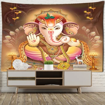 Indiai Elefánt Gobelin Mandala Bohém Pszichedelikus Helyszínen Falra Lelki Dekor, Fali Kárpit Hippi Élő Lakberendezés
