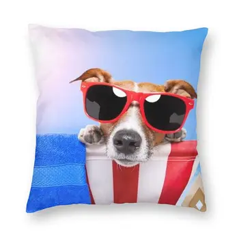 Jack Russell Terrier Kutya napszemüvegek párnahuzat Strand Vicces Kutyák Párnát Esetben az Autó Egyedi lakberendezési Párnahuzat