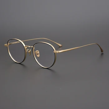 Japán Kézműves John Lennon Tiszta Titán Optikai Szemüveg Keret Férfi Retro Kerek Szemüveg Nők Rövidlátás Prescriptipn Szemüveg