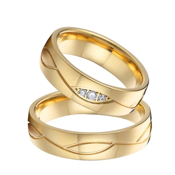 jegygyűrű a férfiak, mind a nők, párok szerelmeseinek szövetség jubileumi 14k aranyozott, régi arany gyűrű rozsdamentes acél ékszerek