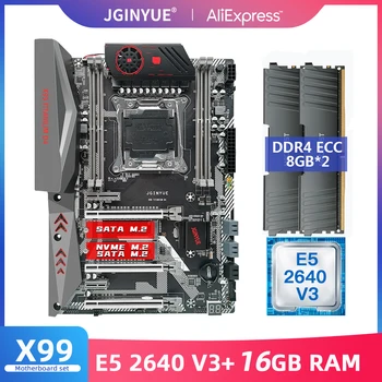 JINGYUE X99 Alaplap LGA 2011-3 Szett Inte E5 2640 Kódszámú V3 PROCESSZOR Processzor Kit 16G(2*8) DDR4 ECC Memória USB3.0 X99 TITÁN D4