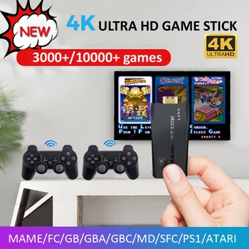 Játék Stick 4K Ultra videojáték-Konzol PS1/SEGA/SNES/MAME Retro TV játékkonzolt HDMI-Kompatibilis 64 GB 10000 Játékok