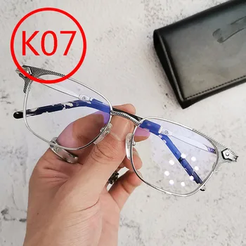 K07 Anti kék fény szemüveg, divat kiegészítők, retro titán ötvözet lemez látvány keret rövidlátás látvány keret