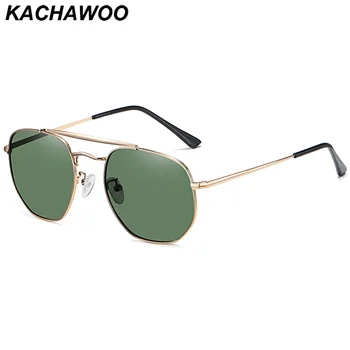 Kachawoo tér polarizált napszemüveg férfiak vezetői retro szemüveg fém keret sokszög nők szabadtéri nap árnyalatú zöld, fekete