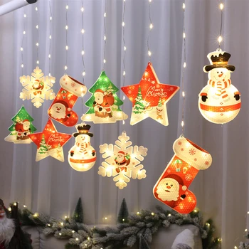 Karácsony Karácsonyi LED tündérfény szöveg Hálószoba, Nappali, Télapó, Hóember, Lógó Lámpák karácsonyfa Haza Díszek