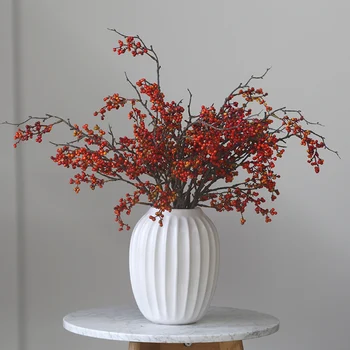 Karácsonyi Berry Ág Holly Fa Piros Cseresznye Garland Váza Lakberendezés Mesterséges Gyümölcsök Hamis Flores Diy Virág