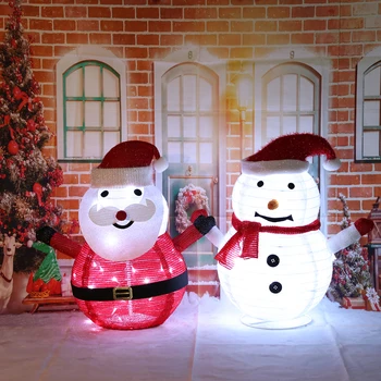 Karácsonyi Hóember Összecsukható Lámpás 40 LED Vízálló, Kültéri Kert Kerti Lámpa Festivel karácsonyfa Lóg Dekorációs Világítás