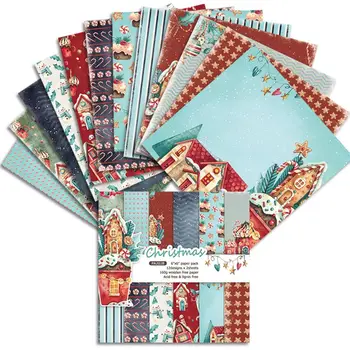 Karácsonyi Scrapbooking papír csomag 24 lap kézműves kézműves kézműves papír Háttér pad 588