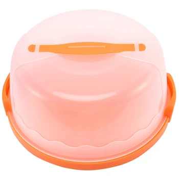 Kerek Torta Fuvarozó Kézi Műanyag Sütemény Tárolási Engedélyes Desszert Konténer Tok Születésnap Esküvő Party Kellékek Narancs