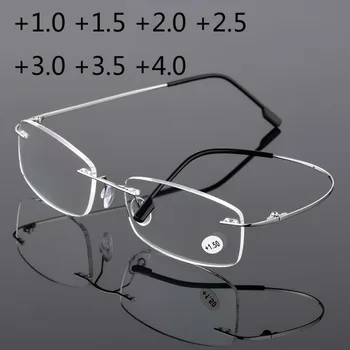 Keret Nélküli Szemüvege Férfiak Titán Ötvözet A Nők Négyzet Szeres Keret Nélküli Szemüvegek Presbyopic +1.0 +1.5 +2.0 +2.5 +3.0