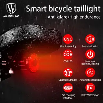 KERÉK FEL Okos Hátsó Kerékpár Lámpa IPX6 Vízálló Kerékpár Lámpa Automatikus Fék Érzékelő Könnyű Kerékpáros LED Világítás Kerékpár Kiegészítők
