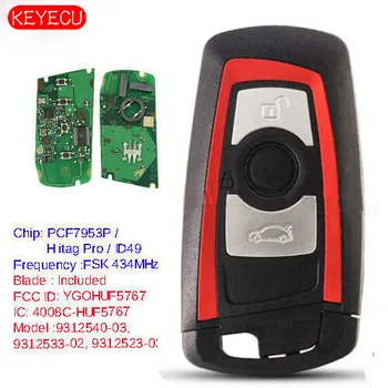Keyecu Piros FSK 434MHz PCF7953 Távoli kulcstartó 3 Gomb BMW F Alváz FEM / BDC CAS4 CAS4+ FCCID: YGOHUF5767