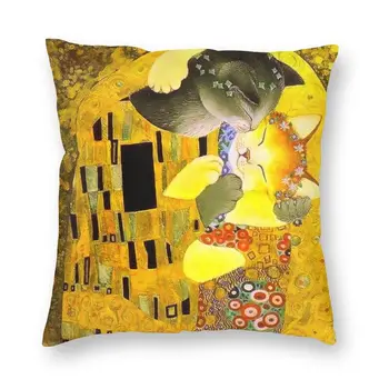 Kisállat Macska A Csók Tér Pillowcover lakberendezés Gustav Klimt Párnák Párnát a Kanapé kétoldalas Nyomtatás