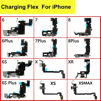 Kiváló Minőségű USB Port Töltő Dokkoló Csatlakozó Mikrofon Töltés Flex Kábel iPhone 6 S 7 8 Plusz Xs Max X XR Dock Töltés Flex