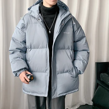 Koreai Puffer Kabát Kabát Férfi 2021 Tél Utca Desginer Túlméretezett Vastag Meleg Zubbonyok Pár Harajuku Buborék Kabát Szilárd Kabát