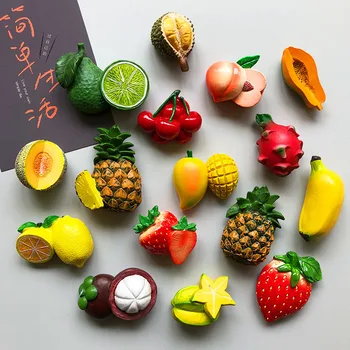 Kreatív 3D friss gyümölcs hűtőszekrény mágneses matricák mágneses élelmiszer-terem dekoráció Ananász, citrom, cseresznye hűtőmágnesek ajándék